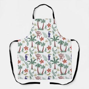 Tablier Animaux tropicaux sans soudure motif macaw et sing