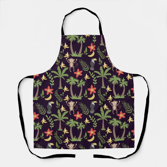 Tablier Animaux tropicaux singes motifs sans soudure & mac (Recto)