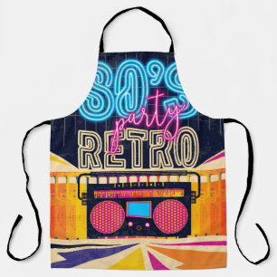 Tablier années 80, soirée musicale rétro. Affiche de style