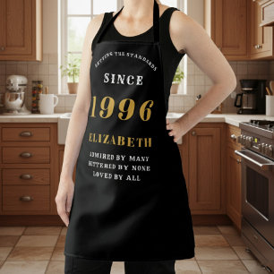 Tablier Anniversaire 30 ans personnalisé 1996 Noir & Or