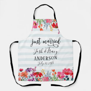 Tablier Annonce de mariage floral rayé