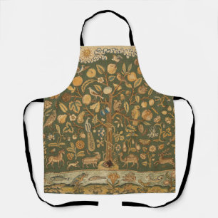 Tablier Antique anglais broderie au point d'aiguille Arbre