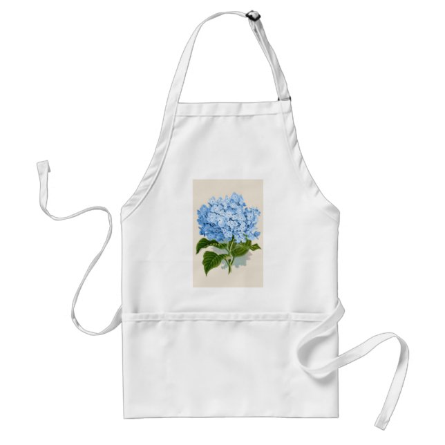 Tablier Antique Botanique Romantique Bleu Hydrangée (Devant)