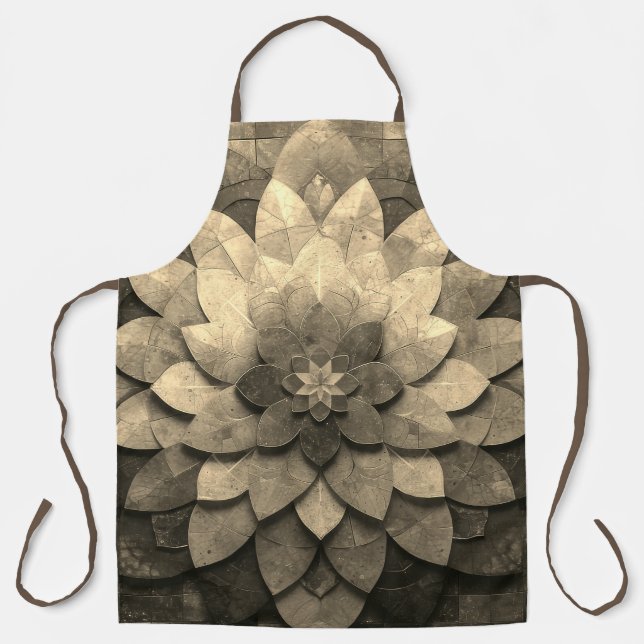 Tablier Antique Golden Mandala Art Fleur texturée (Recto)