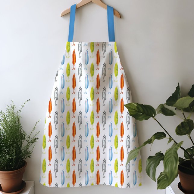 Tablier Appât de pêche illustré (Vibrant fishing bait Illustration apron.)