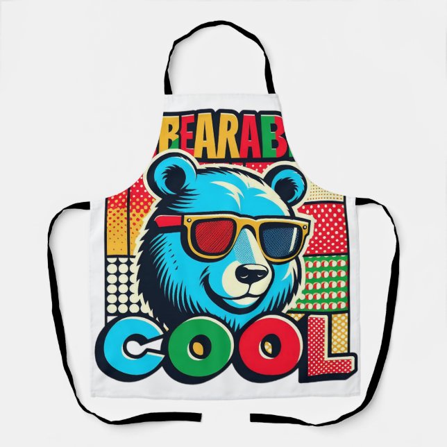 Tablier Approbateur cool amoureux de l'ours (Recto)