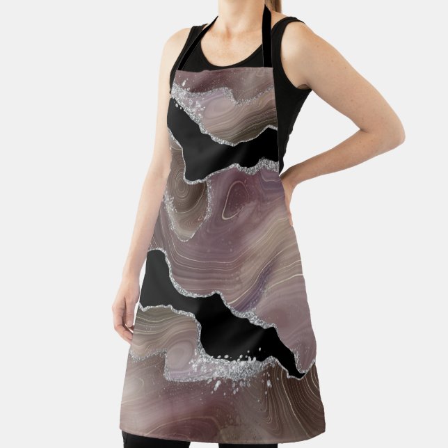 Tablier Apro pailleté argent Taupe & Agate noire flatteur (Insitu)