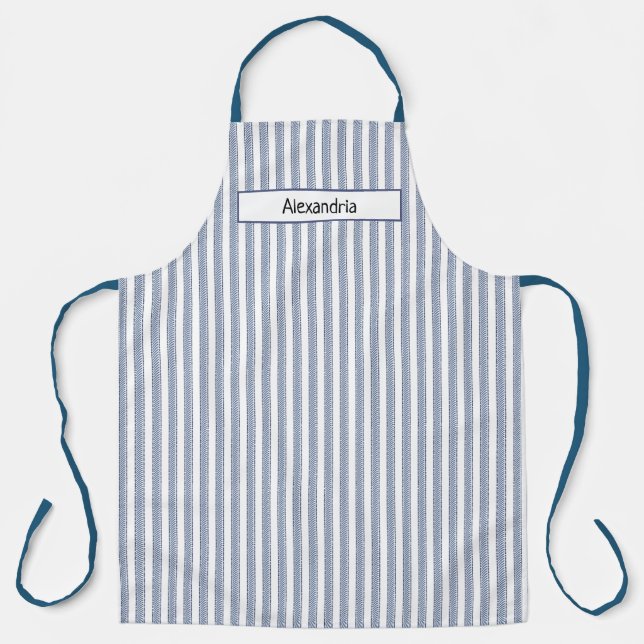 Tablier Apron à bandes bleues personnalisées (Recto)