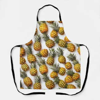 Tablier Apron - Ananas dans un motif de grille, thème alim