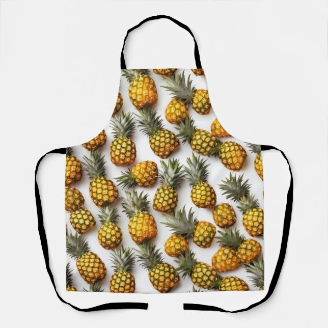Tablier Apron - Ananas dans un motif de grille, thème alim (Recto)