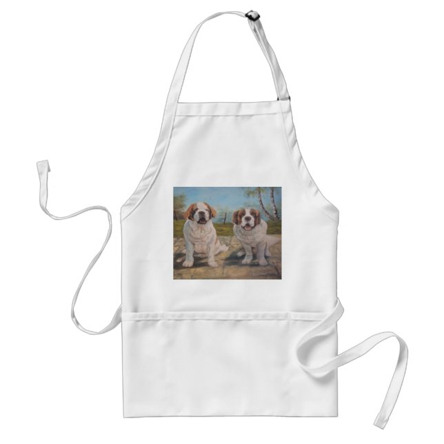 Tablier Apron Ann Hayes Peinture Deux St Bernards (Devant)
