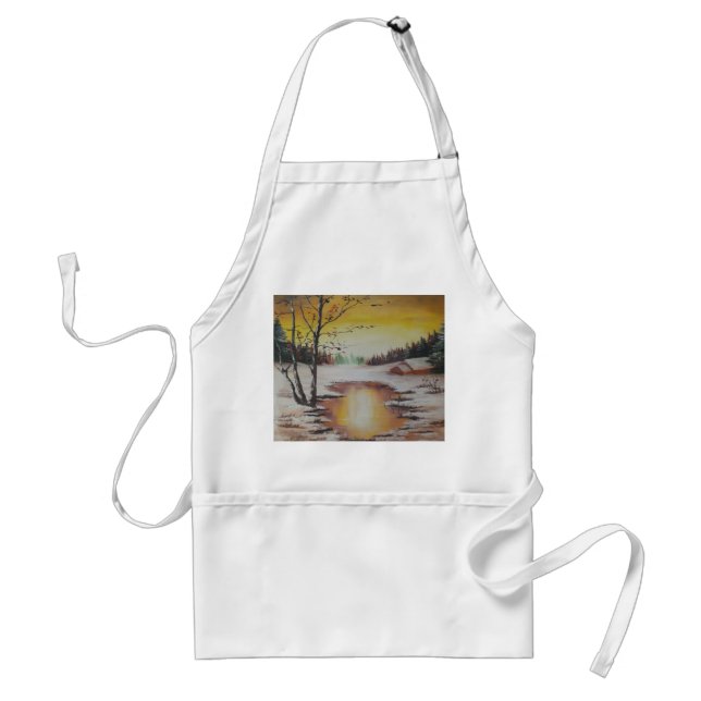 Tablier Apron Ann Hayes Peinture Scène d'hiver (Devant)