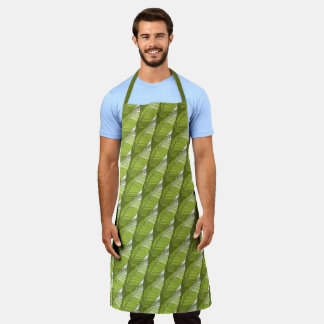 Tablier Apron (ao) - Formes de plumes vertes en Motif carr