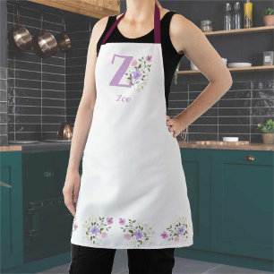 Tablier Apron avec l'Initiale du Porteur & Nom avec Fleurs
