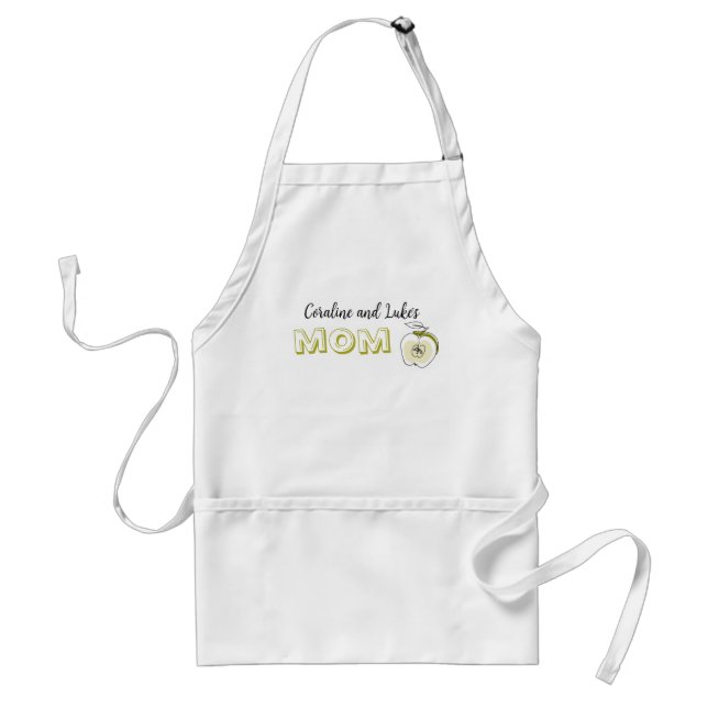 Tablier Apron avec une pomme et l'inscription "maman". (Devant)