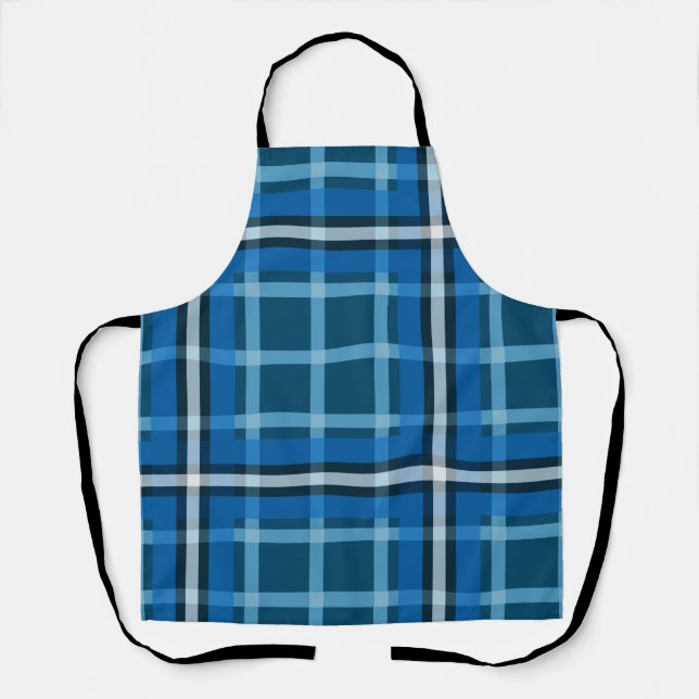 Tablier Apron Blue Tartan Plaid Check Pattern (Recto)
