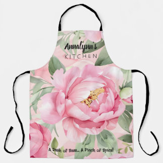 TABLIER APRON BOTANIQUE ROSE ROSE BLANC ÉLÉGANT