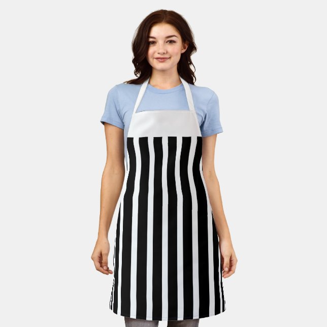 Tablier Apron Cafe Bande noire et blanche (Porté)