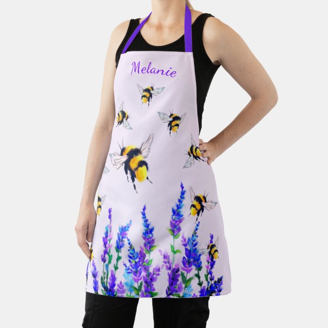 Tablier Apron d'abeille avec Fleurs et Nom personnalisé (Insitu)
