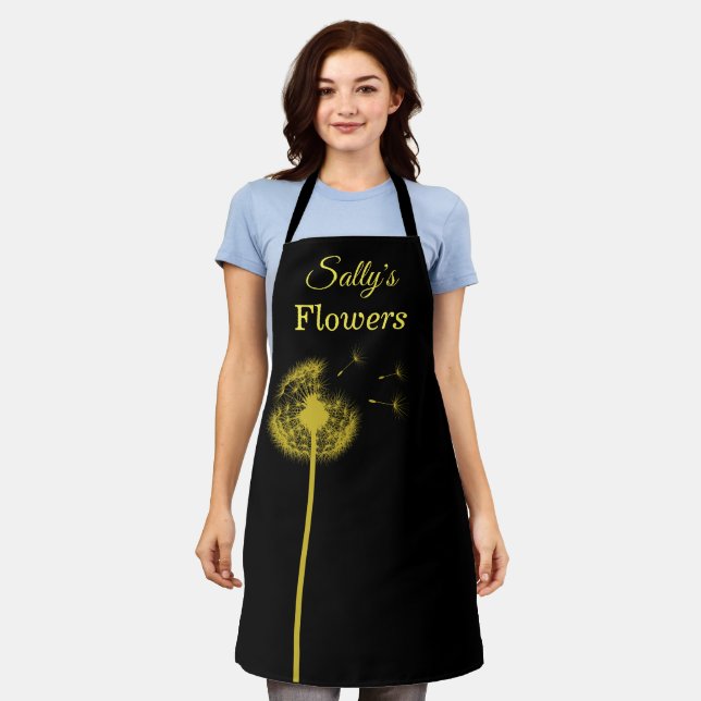 Tablier Apron Dandelion noir et jaune (Porté)