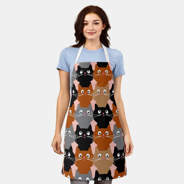 TABLIER APRON DE CUISINE IMPRIMÉE CAT (Porté)