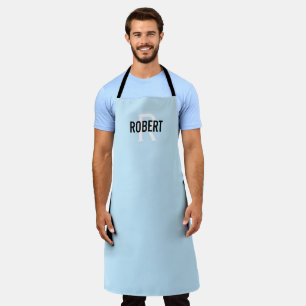 Tablier Apron de monogramme de l'homme bleu clair moderne