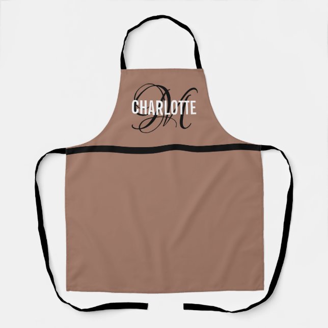 Tablier Apron de monogramme marron clair et doux (Recto)