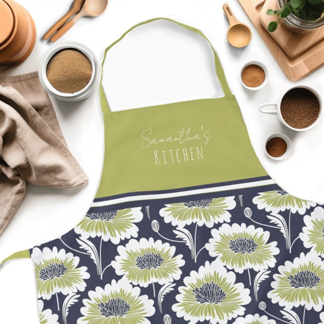 Tablier Apron de nom floral rétro (Get creative in the kitchen with our personalized Floral Woman's apron! )