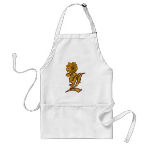 Tablier Apron de pivoine d'or de l Monogramme initial