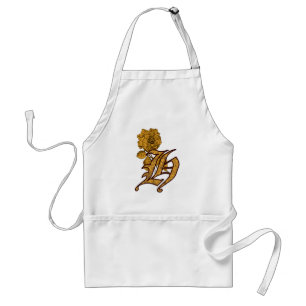Tablier Apron de pivoine d'or H initial de monogramme