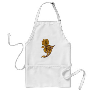 Tablier Apron de pivoine d'or J initial de monogramme