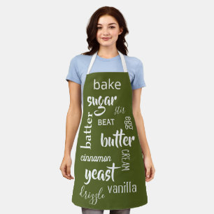 Tablier Apron des mots de cuisson vert olive