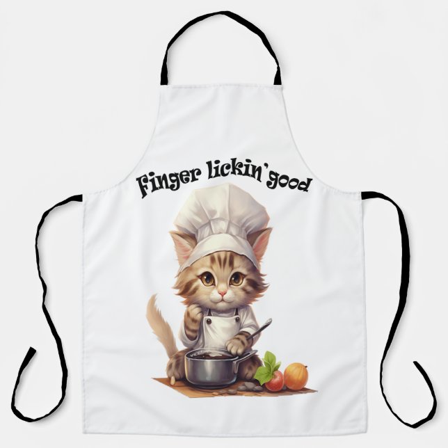 Tablier Apron Drôle Pour Amoureux de les chats Doigt Licki (Recto)