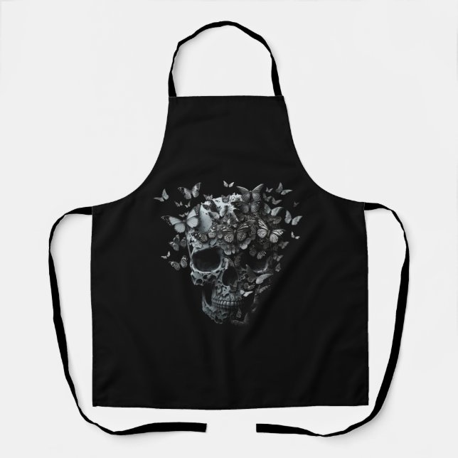 Tablier Apron du crâne ! Black Apron avec un graphique crâ (Recto)