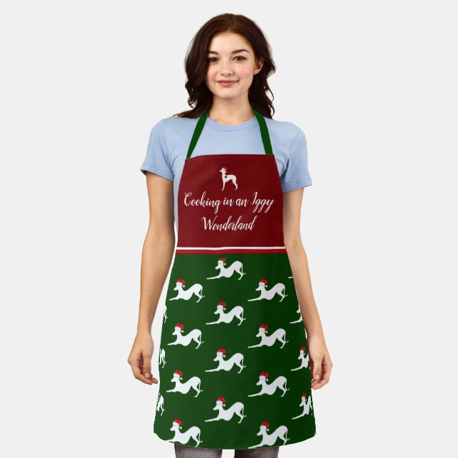 Tablier Apron Grise Italien, Cadeau Iggy, Apron Chien (Porté)