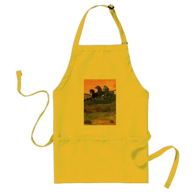 Tablier Apron jaune d'or 'Ponies' (Devant)