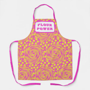 Tablier Apron jaune rose psychédélique de puissance de la
