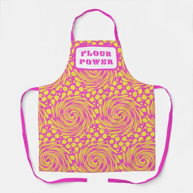 Tablier Apron jaune rose psychédélique de puissance de la  (Recto)