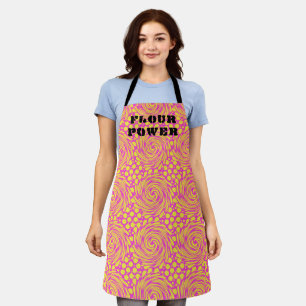 Tablier Apron jaune rose psychédélique de puissance de la