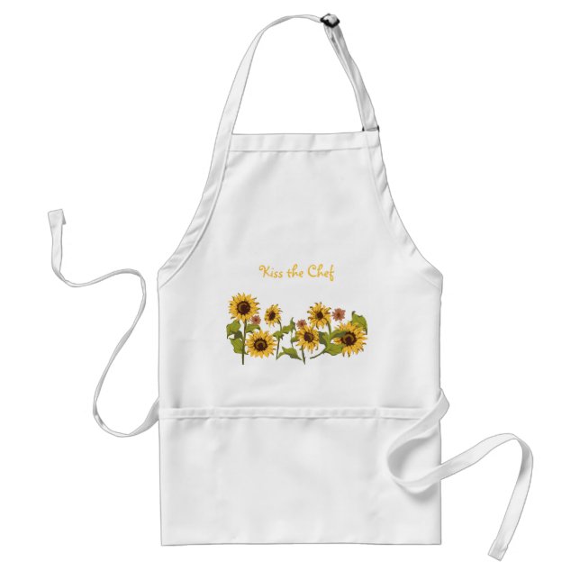 Tablier Apron - Kiss the Chef Sunflowers avec texte modifi (Devant)