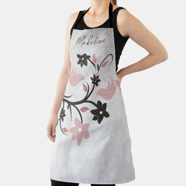 Tablier Apron Lovebirds rose (Insitu)