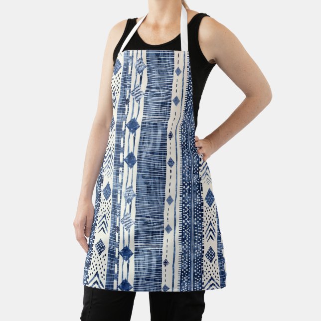 Tablier Apron Medium (66 x 76,2 cm) - Blue And White Patte (Insitu)