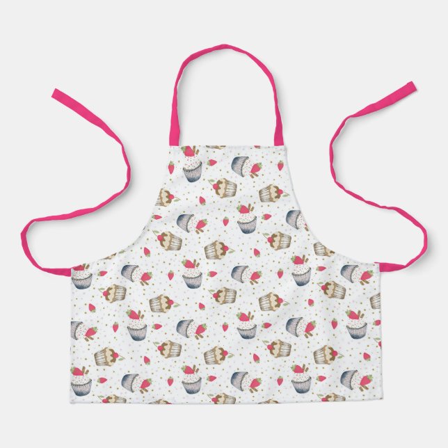 Tablier Apron Motif Cupcake - Cute Rose Baking Cadeau pour (Recto)