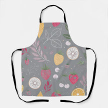 "Apron Motif de fruits gris