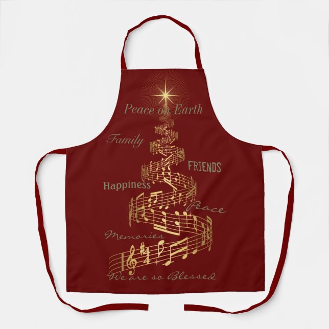 Tablier Apron Nous Sommes Si Heureux Édition Noël Burgandy (Recto)
