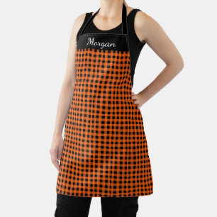 Tablier Apron orange et noir de nom personnalisé