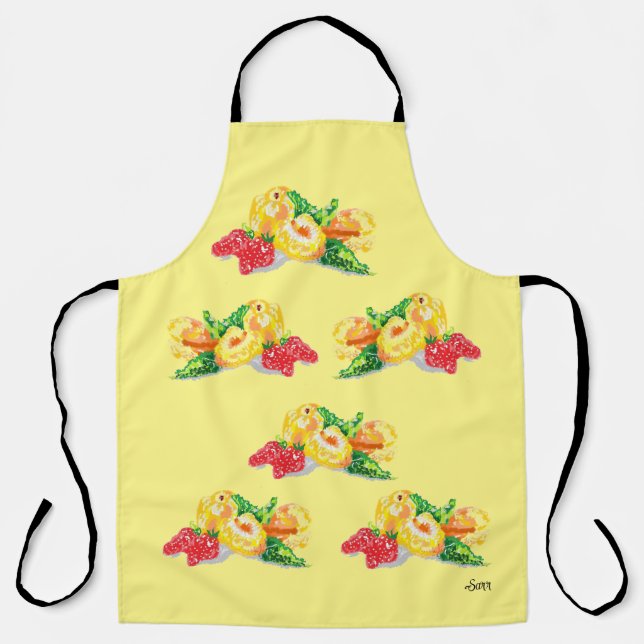 Tablier Apron : Plum japonais avec fraises (Recto)