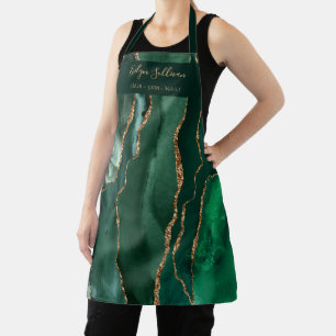 Tablier apron professionnel de beauté agate vert émeraude