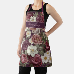 Tablier Apron Rose vintage avec nom ou autre texte