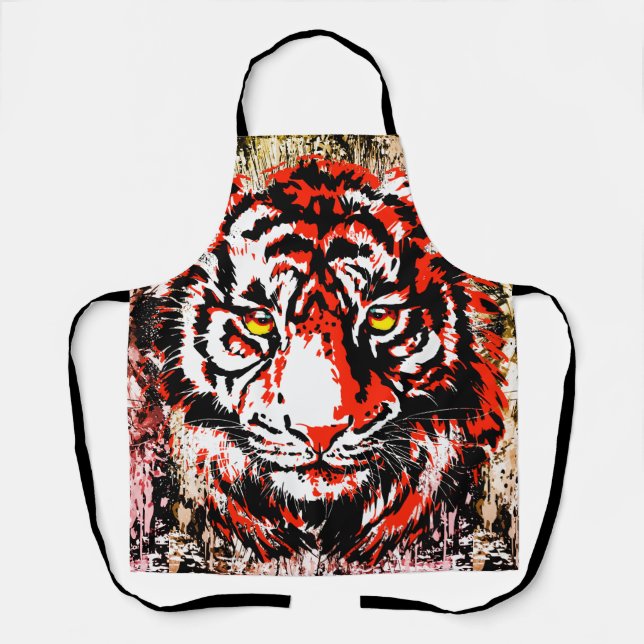 Tablier Apron rouge Tiger | Tigre coloré (Recto)